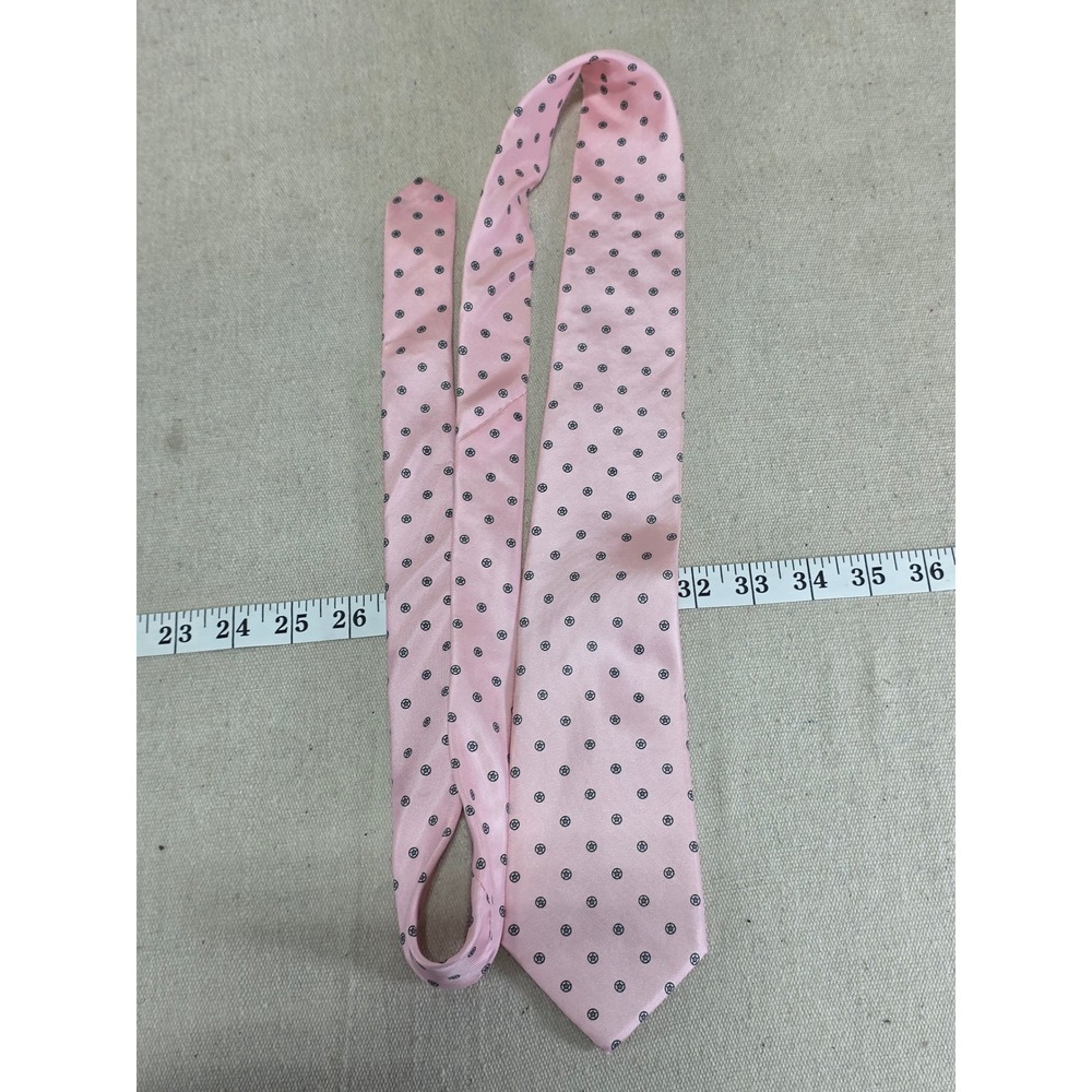 Don Loper Beverly Hills Mens Pink‎ Silk Geometric Circle Pattern Necktie 53.5in